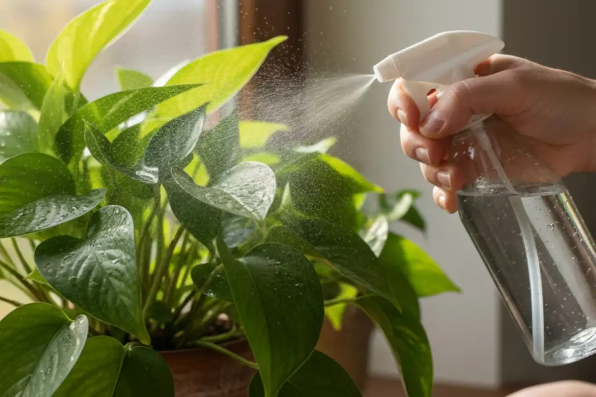 Veden ja etikan yhdistelmä: salainen keino pitää potuksen lehdet kiiltävinä ja terveinä